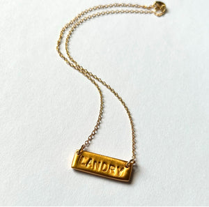 Gold personalized name plate necklace 