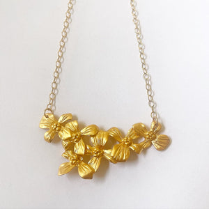 Gold Dogwood cluster necklace