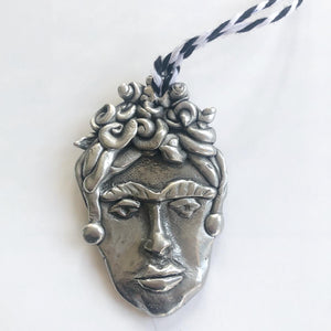 Frida ornament, cast pewter, strength, art, famous women ornament 
